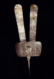Two pronged silver diadem, originally part of an elaborate headdress