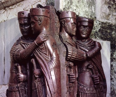 As there was a short period early in the 4th century when there were four emperors ruling simultaneously over the vast but disintegrating Roman Empire, it is usually thought that this group of embraci...