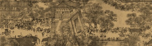 A detail of a scroll called Going Up the River at the Qingming (Spring) Festival by Zhang Zeduan