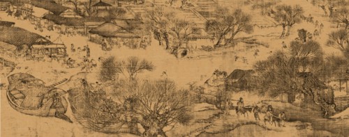 A detail of a scroll called Going Up the River at the Qingming (Spring) Festival by Zhang Zeduan