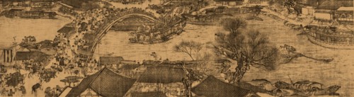 A detail of a scroll called Going Up the River at the Qingming (Spring) Festival by Zhang Zeduan