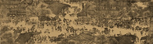 A detail of a scroll called Going Up the River at the Qingming (Spring) Festival by Zhang Zeduan