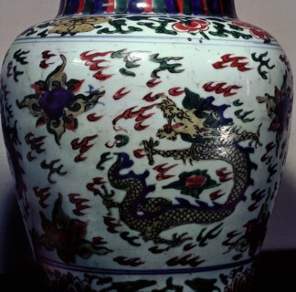 Ceramic jar with underglaze painting of a dragon