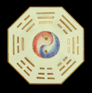 Plate with Yin Yang and trigram symbols