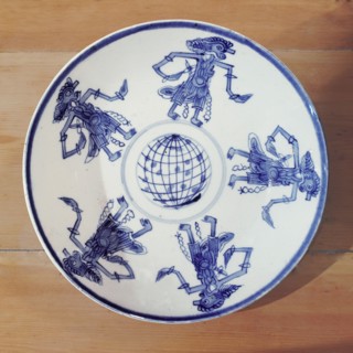 Blue and white ware plate designed especially for trade with the Rajahs of Java