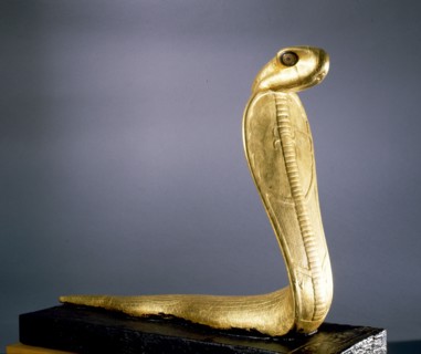 Gold statue of Netjer Ankh (living god) made of guilded wood found in one of the black shrines of the Tutankhamun burial