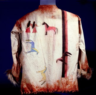 Cotton shirt painted with figures and horses
