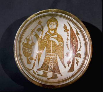 Vessel with depiction of a priest holding an incense burner