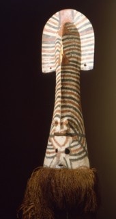Mwadi helmet mask used in dance of the new moon at funeral and marital celebrations