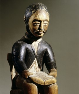 This figure of a man reading a book is believed to depict a Swedish or Swiss missionary