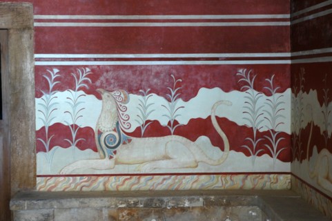 Detail of the griffin fresco in the Throne Room