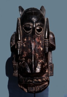 A mask representing a horse and rider