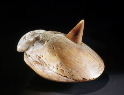 Shell lime container in the form of a bird