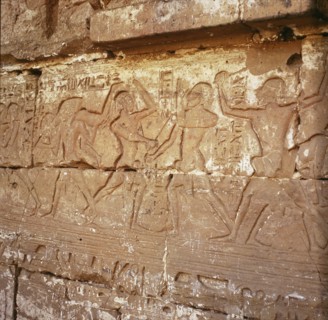 Relief from the portico of the palace in the first courtyard of the Temple of Ramesses III, Medinet Habu