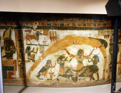 A detail of the painted sarcophagus of Butehamun