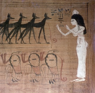 A detail of a vignette from the Book of the Dead of Lady Cheritwebeshet
