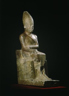 A statue of Khasekhem, one of two statues deposited in the temple of Horus in Hierakonpolis