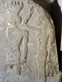 A relief from the tomb of Nefermaat at Maidum showing offering bearers with fish