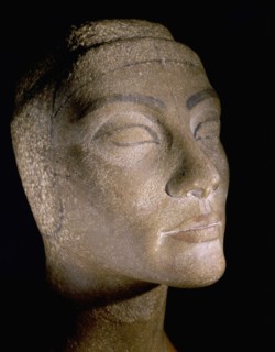 The unfinished head of Queen Nefertiti, wife of Akhenaton