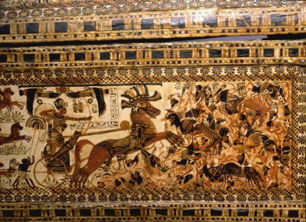 Side of the painted casket from the tomb of Tutankhamun