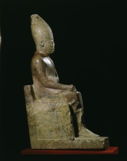 A statue of Khasekhem, one of two statues deposited in the temple of Horus in Hierakonpolis