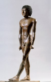 A statue of Meryre haishtef which has been carved from a single piece of ebony