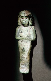A faience overseer shabti from the burial of Takeloth II