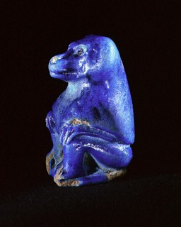 Faience figure of a seated baboon