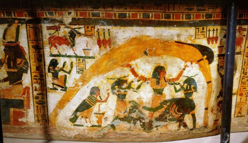 A detail of the painted sarcophagus of Butehamun