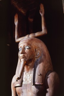 Statue of King Auibra Hor, with gilt collar and inlaid eyes