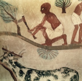 A detail of a wall painting in the tomb of Nakht