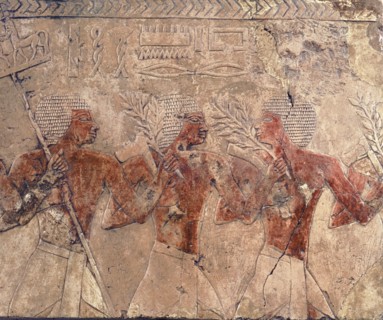 A relief from the temple of Queen Hatshepsut at Deir el Bahri depicting the maritime expedition which Hatshepsut sent via the Red Sea to Punt in c