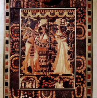 The lid of a casket of Tutankhamun