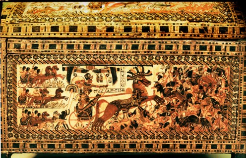 Side of the painted casket from the tomb of Tutankhamun
