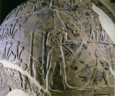 Detail of a votive mace head used not as a weapon but as a ceremonial object conveying a religious concept