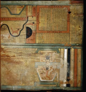 Detail from the floor of one of the coffins of Gua, chief physician of Djehutyhotep, governor of Bersha