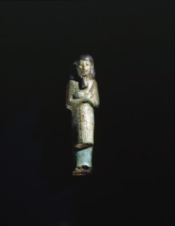 A faience overseer shabti from the burial of Takeloth II