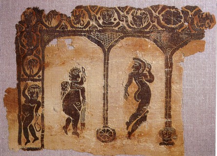 Textile with cupid and woman