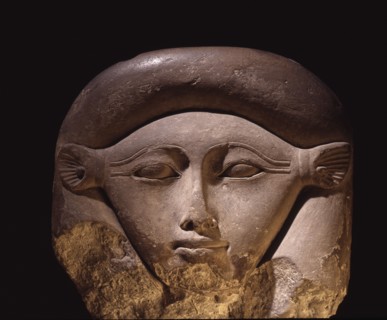 Limestone head of the goddess Hathor