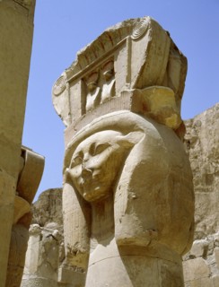 Sculptural detail from the temple of Queen Hatshepsut at Deir el Bahari, Western Thebes
