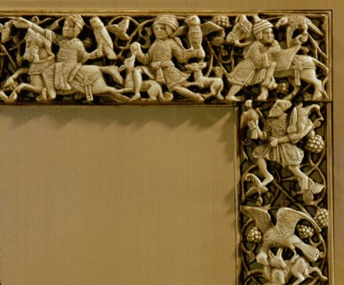 Carved ivory plaque from a piece of furniture