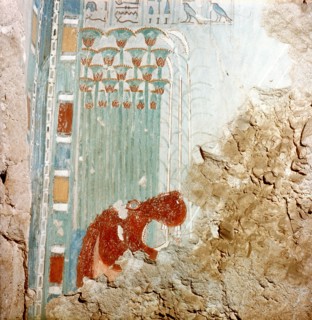A detail of a painting in a private tomb