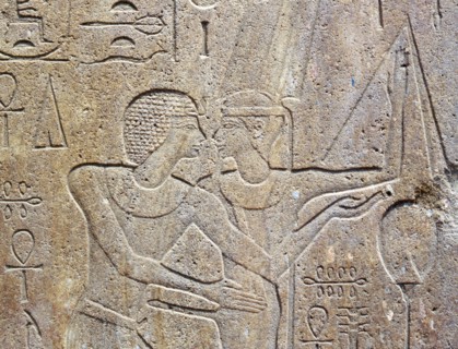 Relief on a block from the Red Chapel of Hatshepsut which was demolished by her successor Tuthmosis III