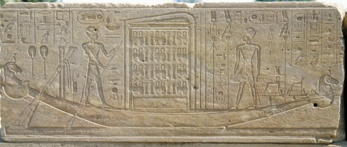 The sacred barque of Amun steered by the king Tuthmosis II