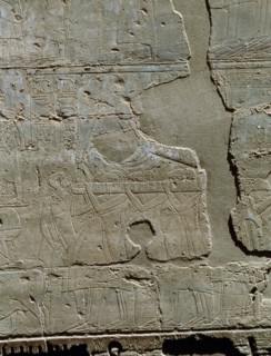 Fragmentary relief showing porters carrying a solar barque