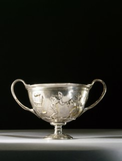 One side of silver gilded skyphos