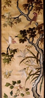 A detail of an embroidered sleeve ribbon believed to have belonged to the Empress Dowager Tzu hsi Country of Origin: China