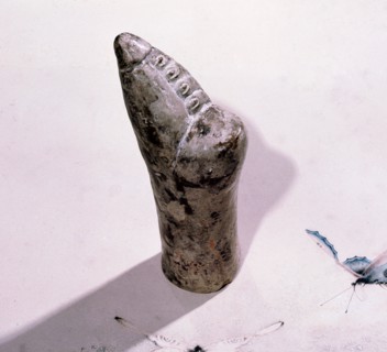 A model of a lily foot, possibly used as a teaching model for the process of binding girls feet with the aim of creating the tiny feet which were considered to be beautiful and erotic