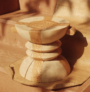 A small table on which food is placed