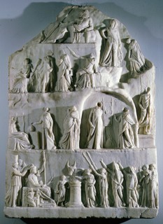 An allegorical representation of The Apotheosis of Homer, signed by a sculptor from Priene, a Greek town in Asia Minor
